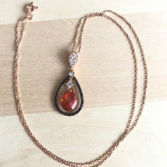 Sterling Silver CZ Women Necklace - Picture 3 of 4